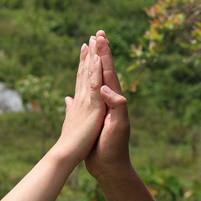 Parent and child doing a high five